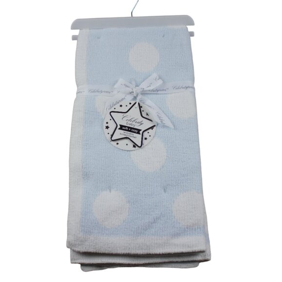 Little Celebrity Blue White Polka Dot Baby Blanket Soft Infant Boys NWT RARE - Picture 1 of 5